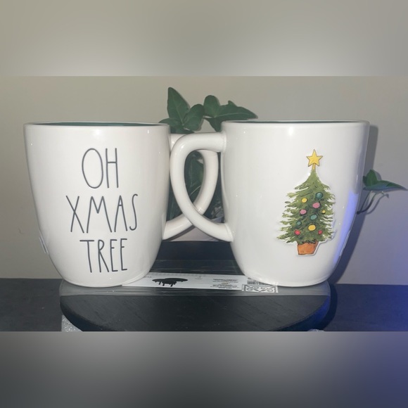 Set of 2 Rae Dunn OH XMAS TREE Double Sided Mug - Picture 6 of 7